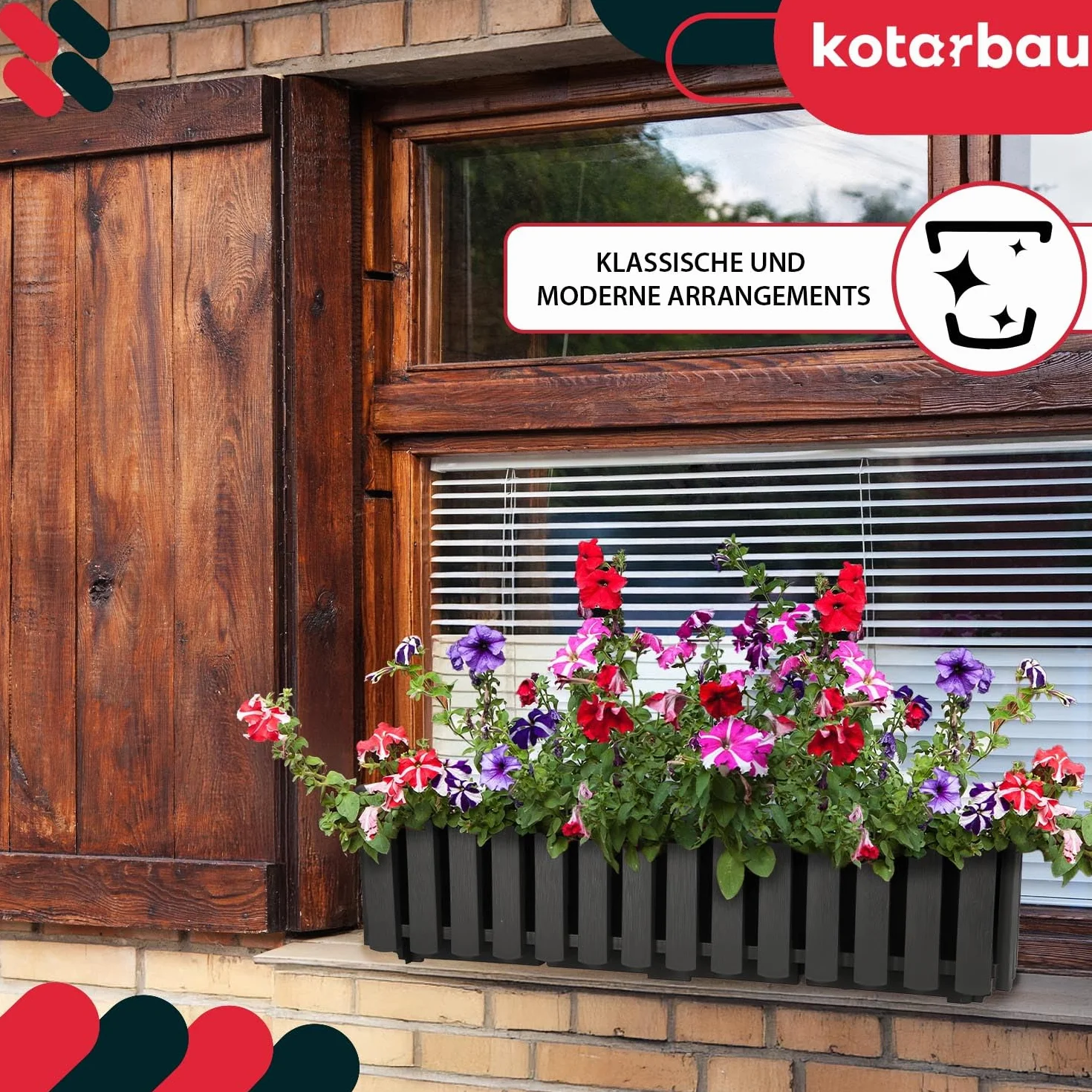 KOTARBAU® 2 szt. Doniczka Balkonowa - Skrzynka Na Balustradę - Taras - Rustykalna - Szara - 58 x 18 x 16 cm