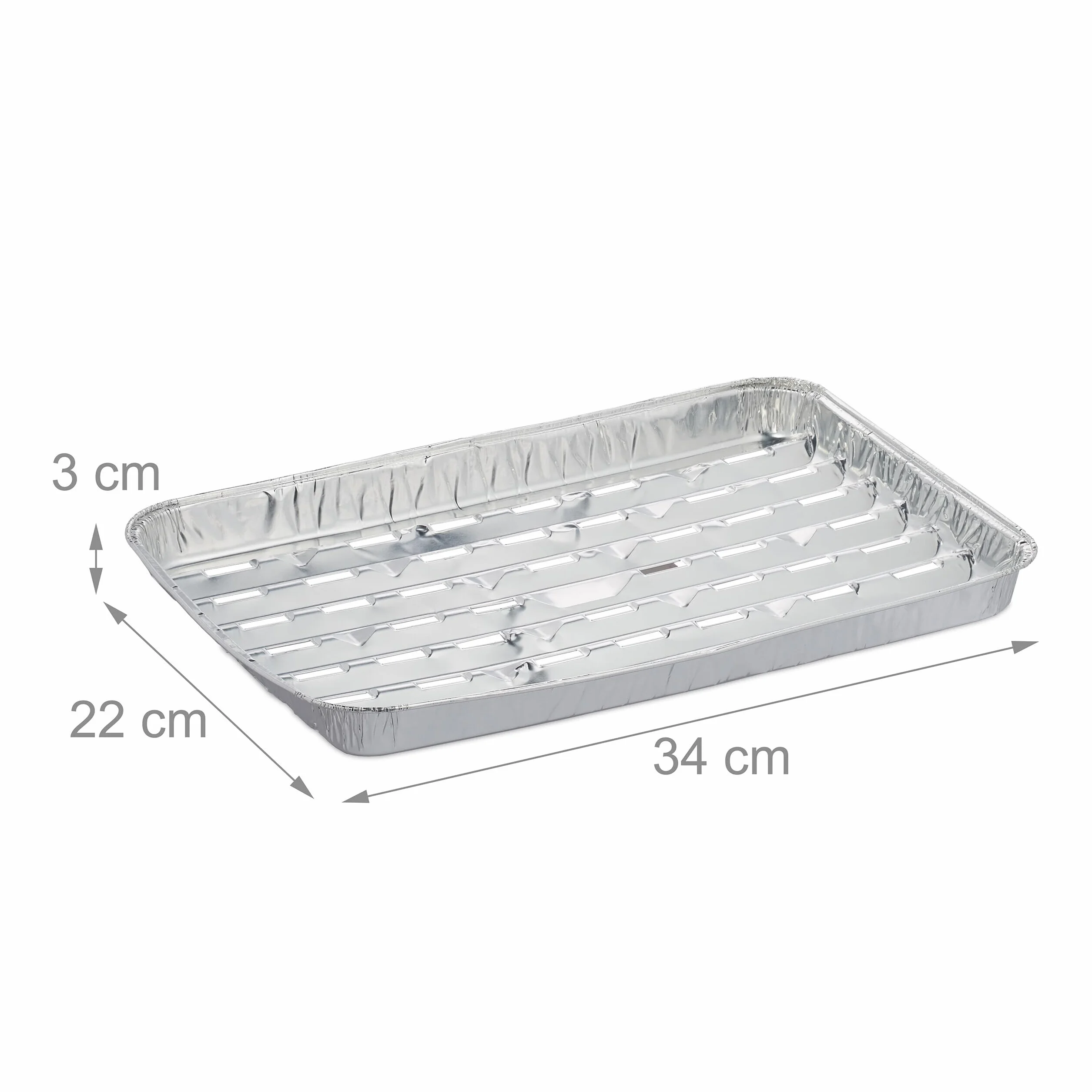 Relaxdays Aluminiowa tacka grillowa, zestaw 25 sztuk, szer. x gł.: 34 x 22 cm, aluminiowa miska z otworami, do 260°C, grill i piekarnik, kolor srebrny