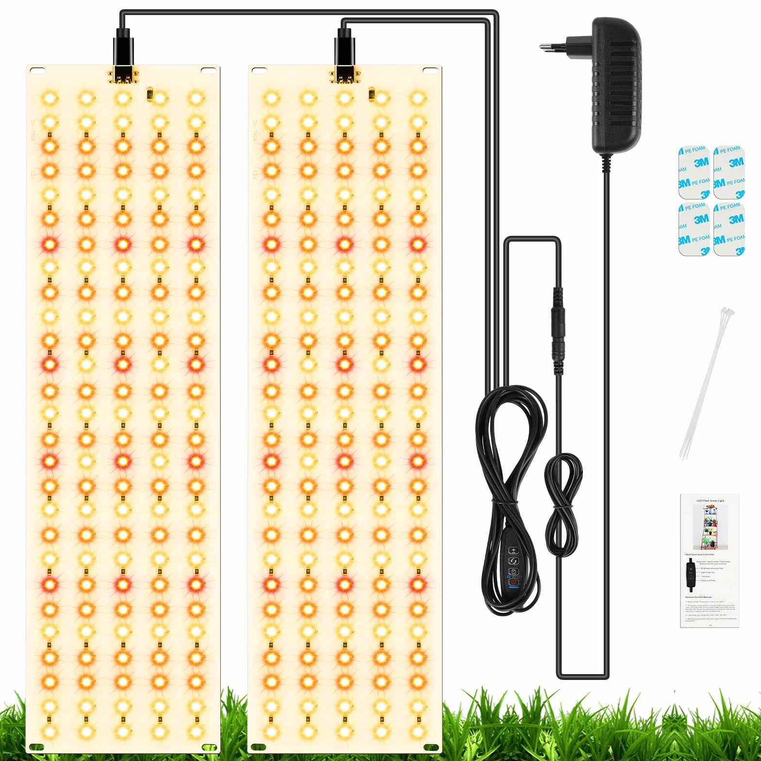 Lampa do wzrostu LED 20 W, 2 szt., do uprawy roślin z 270 diodami LED, z timerem 3/6/12H, dla sadzonek i półek uprawy