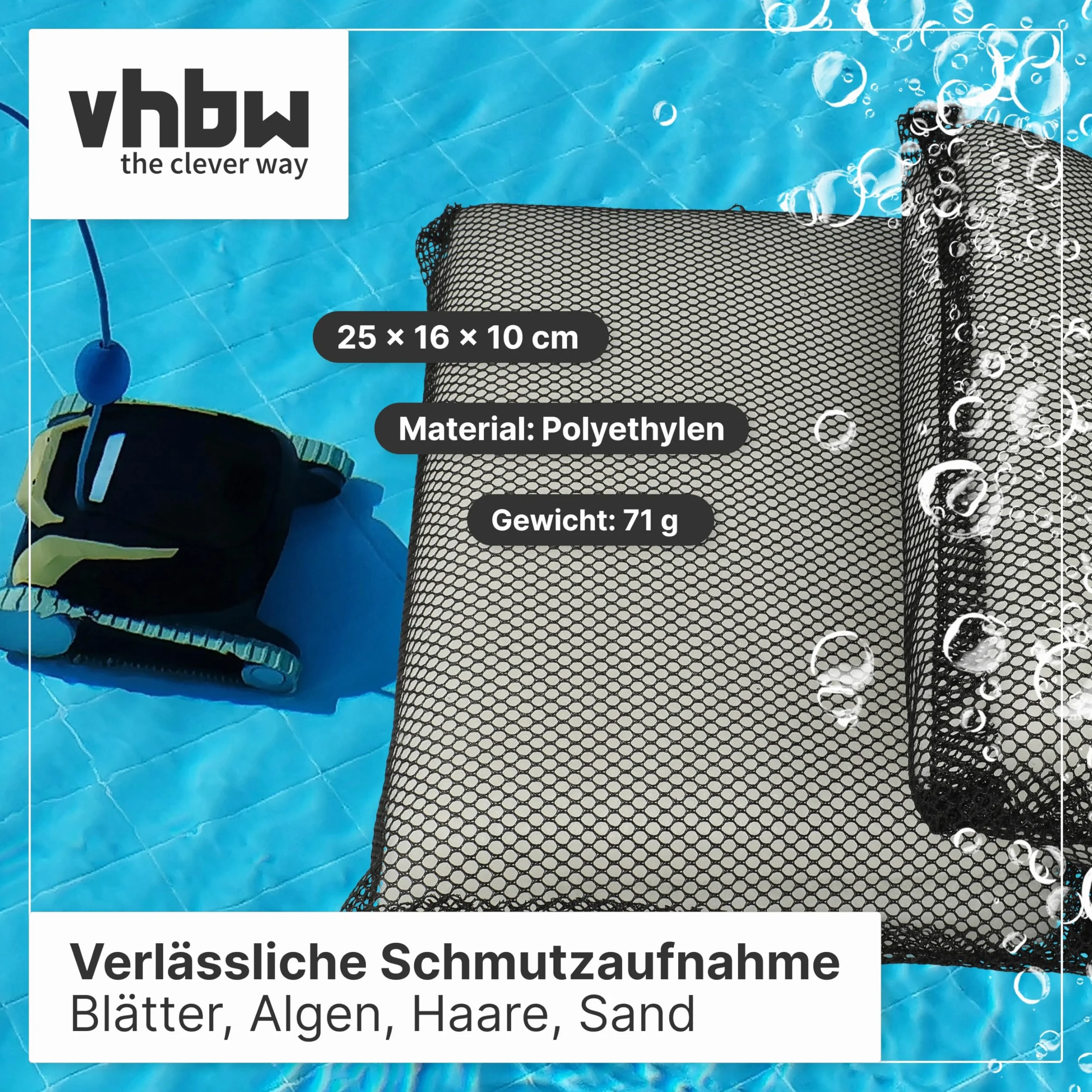 vhbw 2 x podkładka filtrująca kompatybilna z odkurzaczem basenowym Evolution Power 4, robot basenowy – filtr dokładny, 25 x 16 x 4 cm