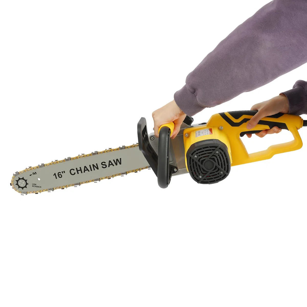 Elektryczna piła łańcuchowa, 16 cali, elektryczna piła łańcuchowa, 2000 W, szyna prowadząca 40 cm, 800 obr./min, automatyczne smarowanie olejem, napinanie łańcucha bez użycia narzędzi, żółta