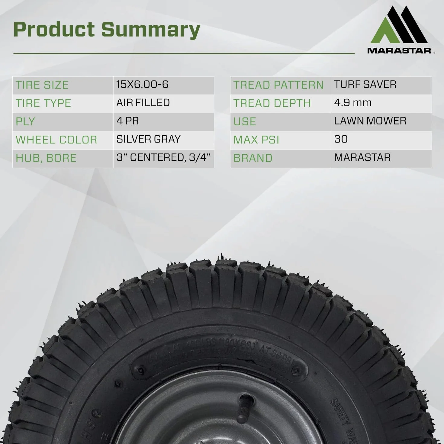 MARASTAR 21446-2PK 15 x 6,00-6 Zespół opon i koła do kosiarki Craftsman (2 sztuki)