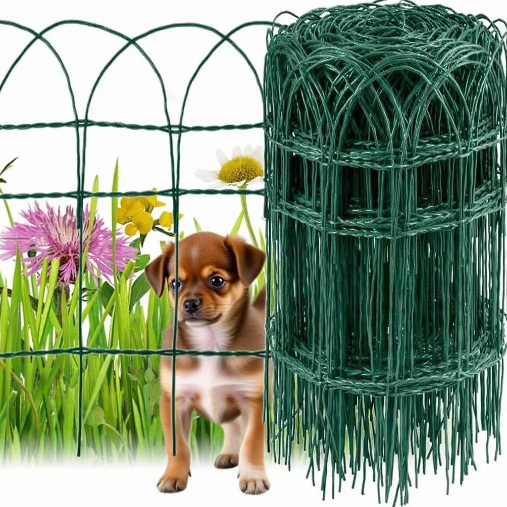 Ogrodzenie ogrodowe Amagabeli 0,4 m x 25 m zielone RAL6005 drut metalowy powlekany PVC siatka antykorozyjna