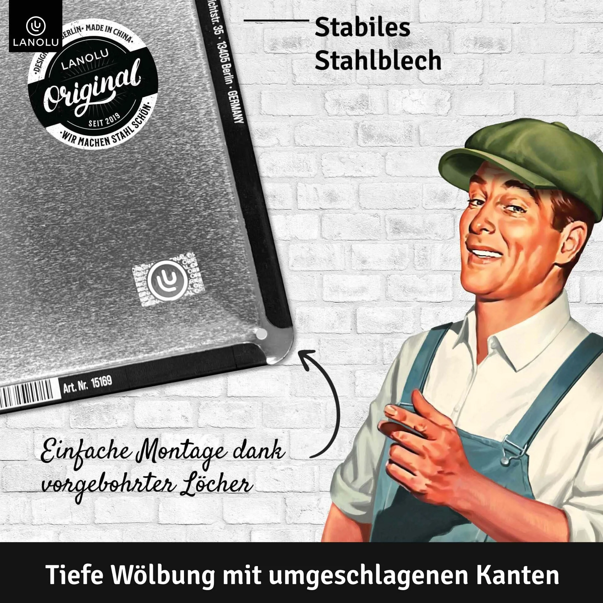 LANOLU Tabliczka blaszana w stylu retro z napisem "Ulubiona przestrzeń" – dekoracja ogrodowa na zewnątrz – dekoracja ścienna ogrodowa tabliczka z metalu, 15 x 20 cm