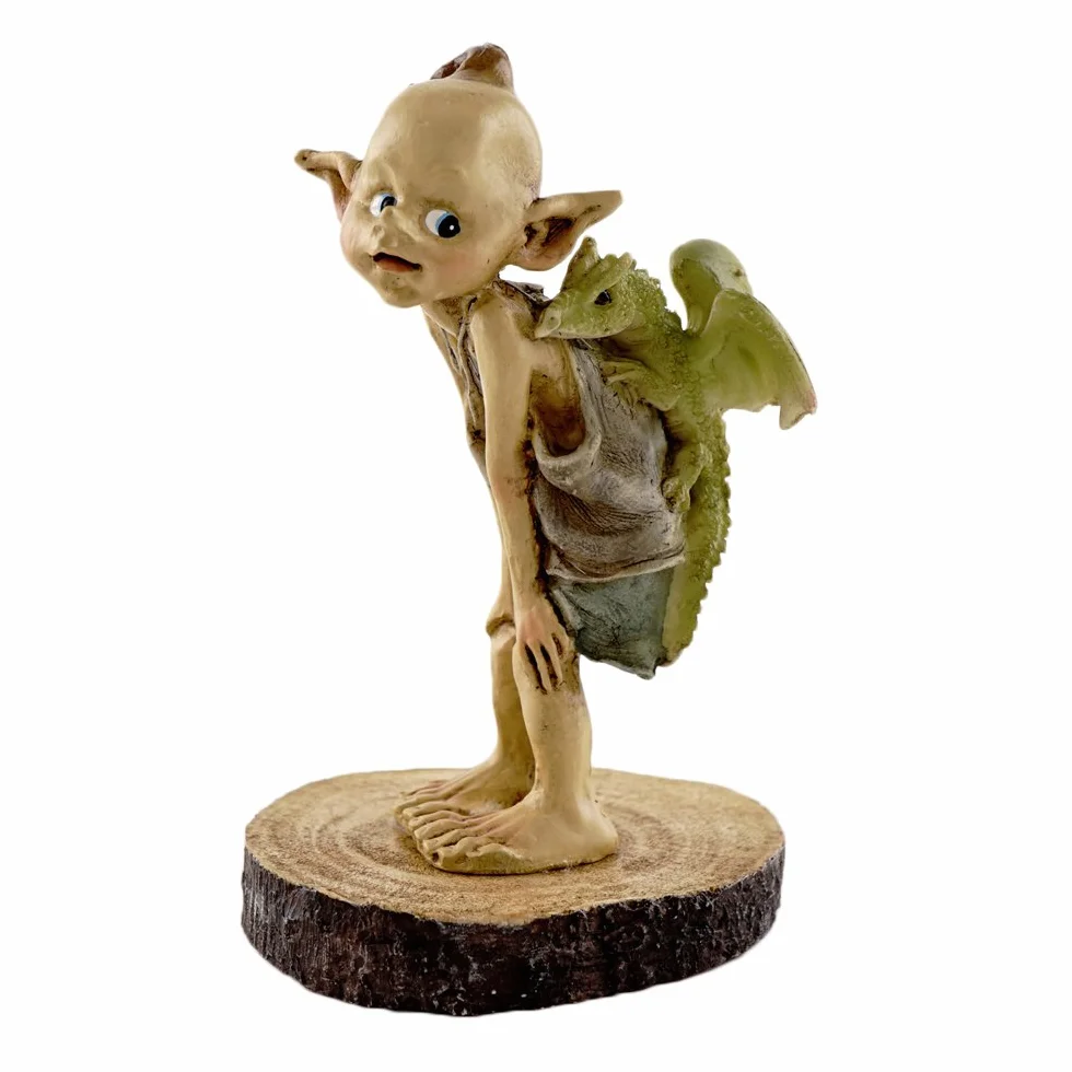 Top Collection Miniaturowa bajkowa statuetka ogrodowa i terrarium, ogrodowy elf Pixie z małym smokiem