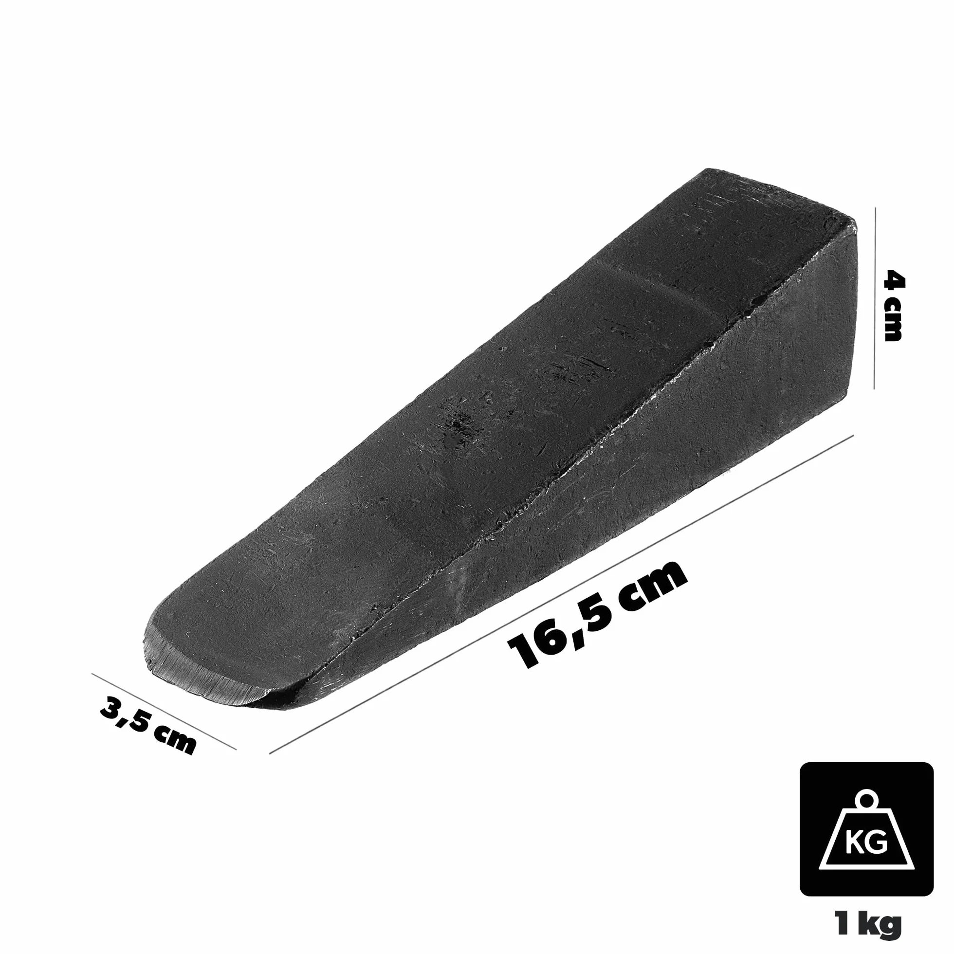 KADAX Klin do rozłupywania drewna ze stali, 16,5 x 3,5 x 4 cm, klin do rozłupywania, ręczny klin do ścinania i rozłupywania drewna, wytrzymały klin, granat rozłupujący, klin