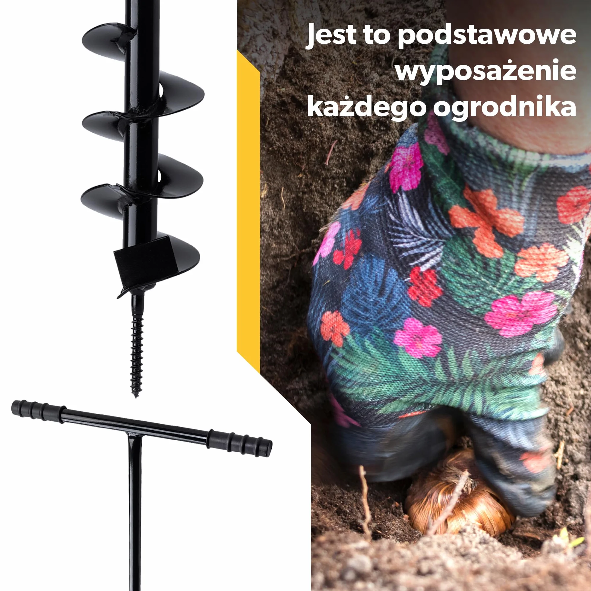 KADAX Świder ręczny do ziemi, stalowa konstrukcja, spiralny gwint