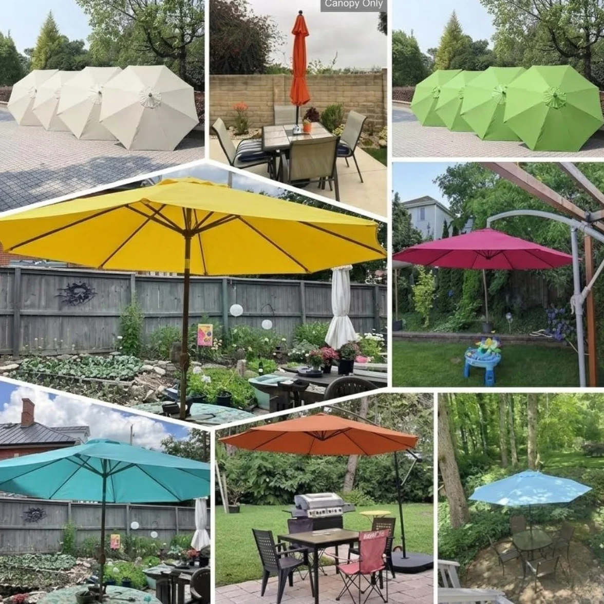 2.0m 2.7m 3.0m 4.0m Zamienna Czasza Parasola Parasol Ogrodowy 6/8 Żeber, Zamienne Poszycie Parasola Na Taras, Wytrzymały Wodoodporny Materiał Ochrona UV Tylko Tkanina
