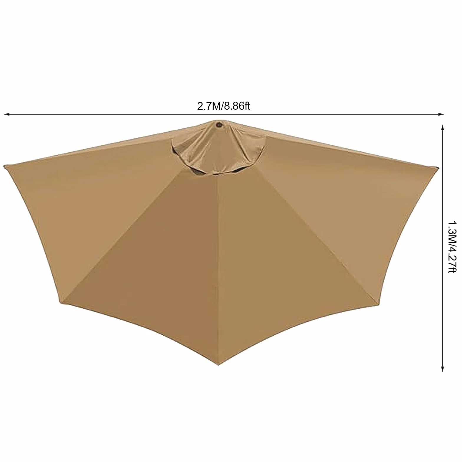 Półokrągły parasol przeciwsłoneczny, 2,7 m, duża korba chroniąca przed promieniowaniem UV 30+, zapasowa chusta chroniąca przed słońcem i deszczem, półokrągły parasol do ogrodu, na taras
