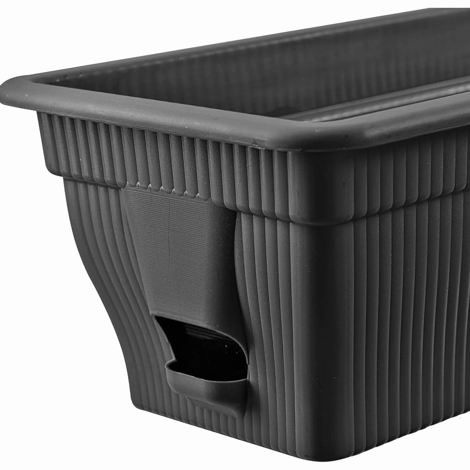 4 x skrzynka balkonowa 100 cm, skrzynka na kwiaty ze zbiornikiem wody, antracytowa, 25 l, skrzynka na kwiaty, odporna na warunki atmosferyczne, z wkładką, długa skrzynka balkonowa do ogrodu i na